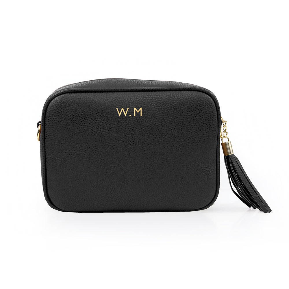 Personalised Vegan Leather Crossbody Bag in Black: 2 - Bags & Purses By Gift Moments