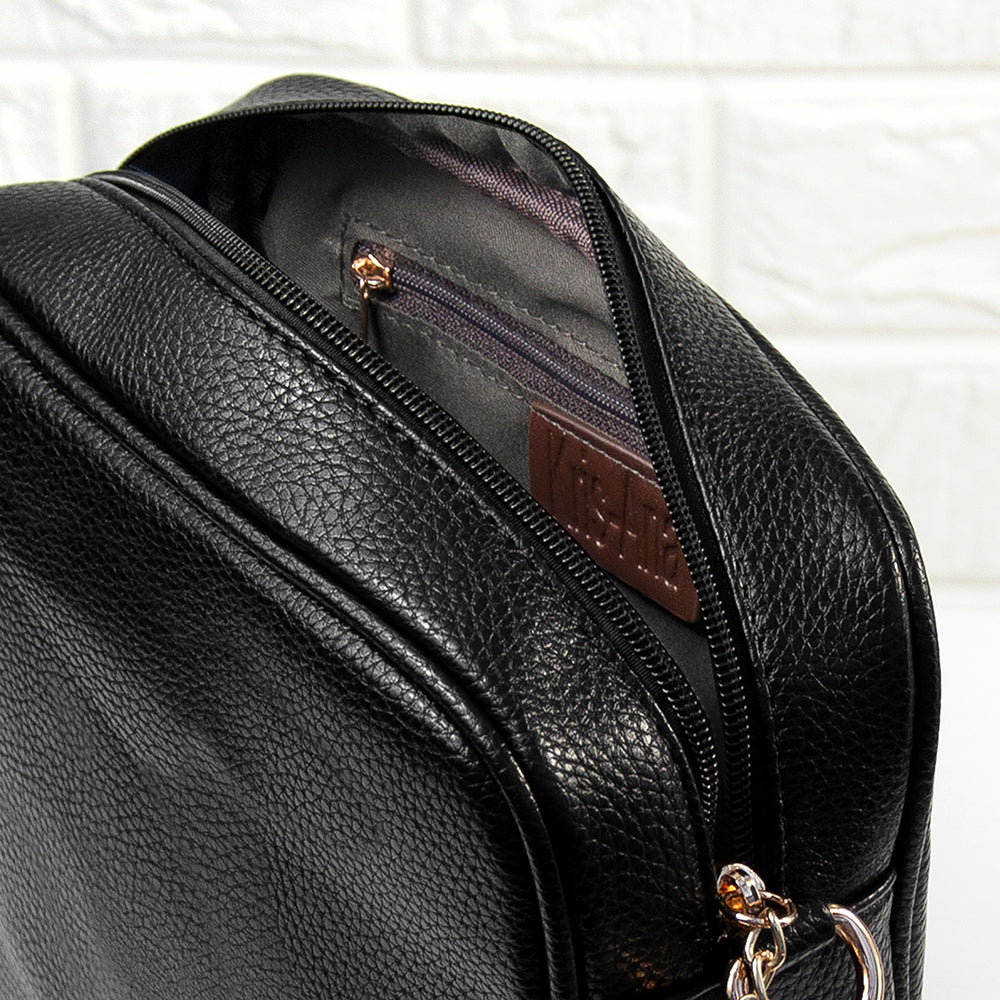 Personalised Vegan Leather Crossbody Bag in Black: 6 - Bags & Purses By Gift Moments