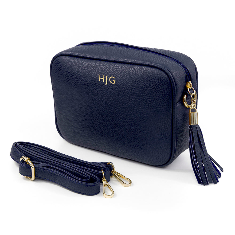 Personalised Vegan Leather Crossbody Bag in Navy: 3 - Bags & Purses By Gift Moments