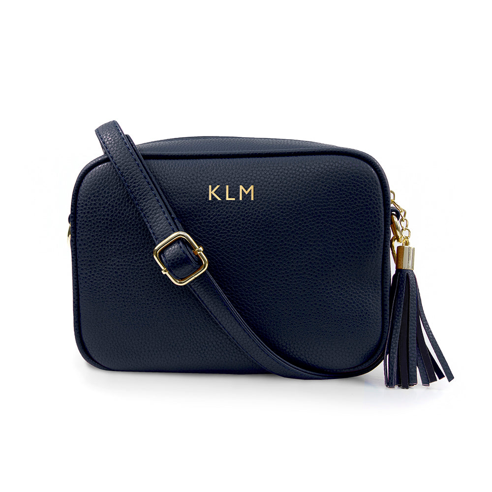 Personalised Vegan Leather Crossbody Bag in Navy: 4 - Bags & Purses By Gift Moments