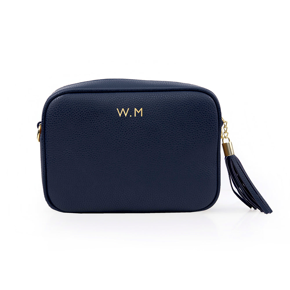 Personalised Vegan Leather Crossbody Bag in Navy: 2 - Bags & Purses By Gift Moments