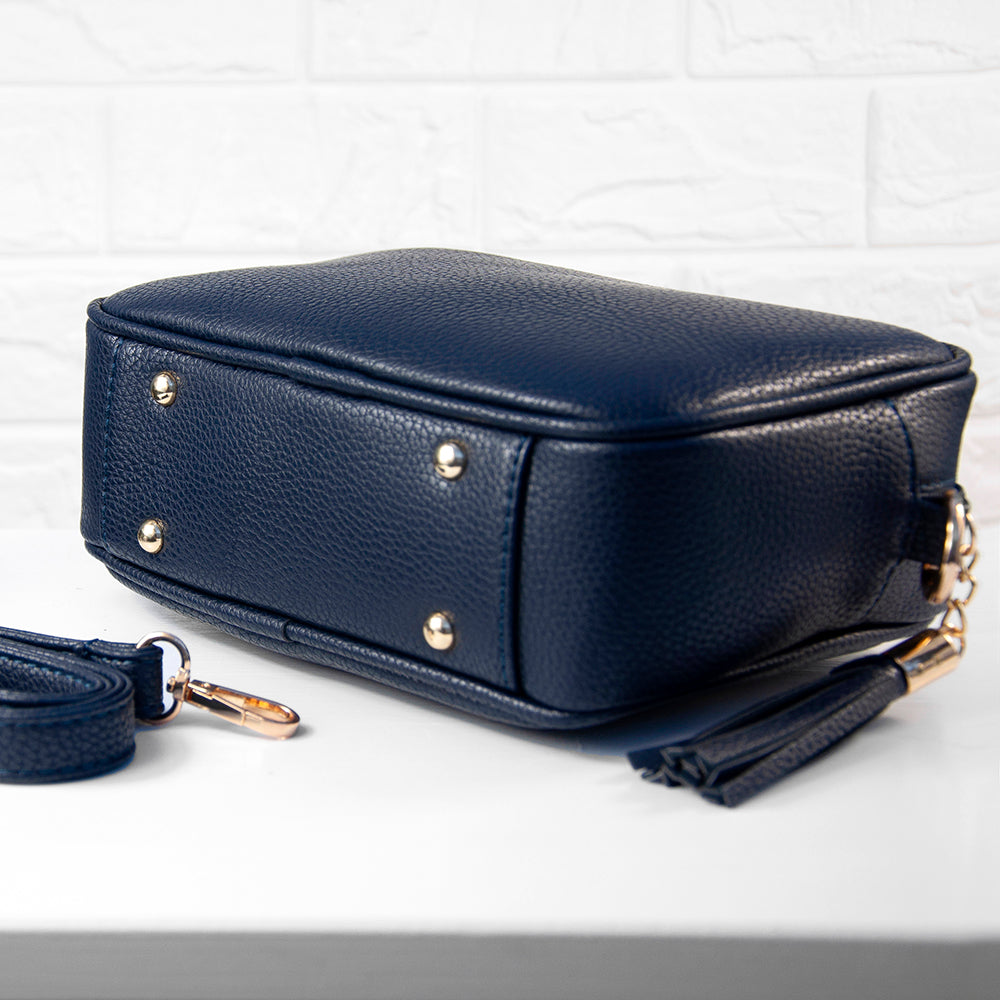 Personalised Vegan Leather Crossbody Bag in Navy: 6 - Bags & Purses By Gift Moments