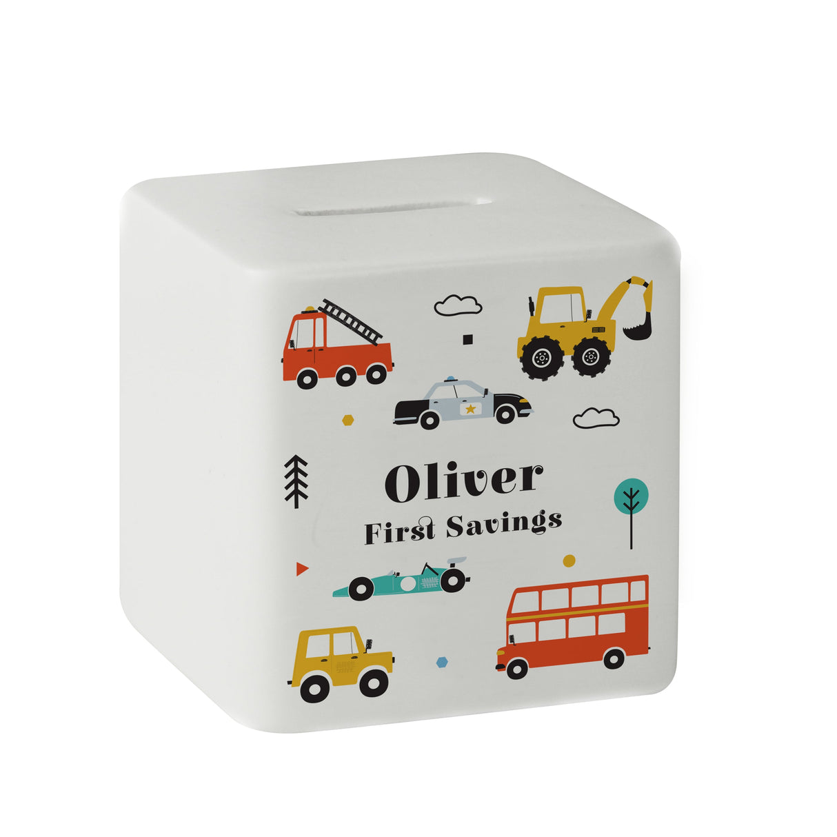 Personalised Vehicles Ceramic Square Money Box: 5 - Money Boxes By Gift Moments