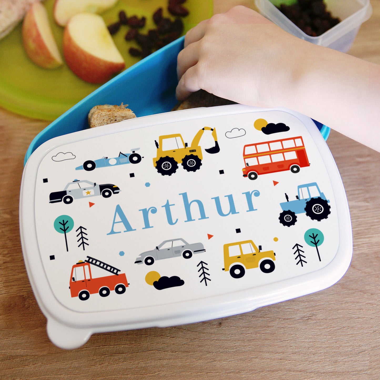 Personalised Vehicles Name Only Blue Lunch Box: 4 - Lunch Boxes & Bags By Gift Moments