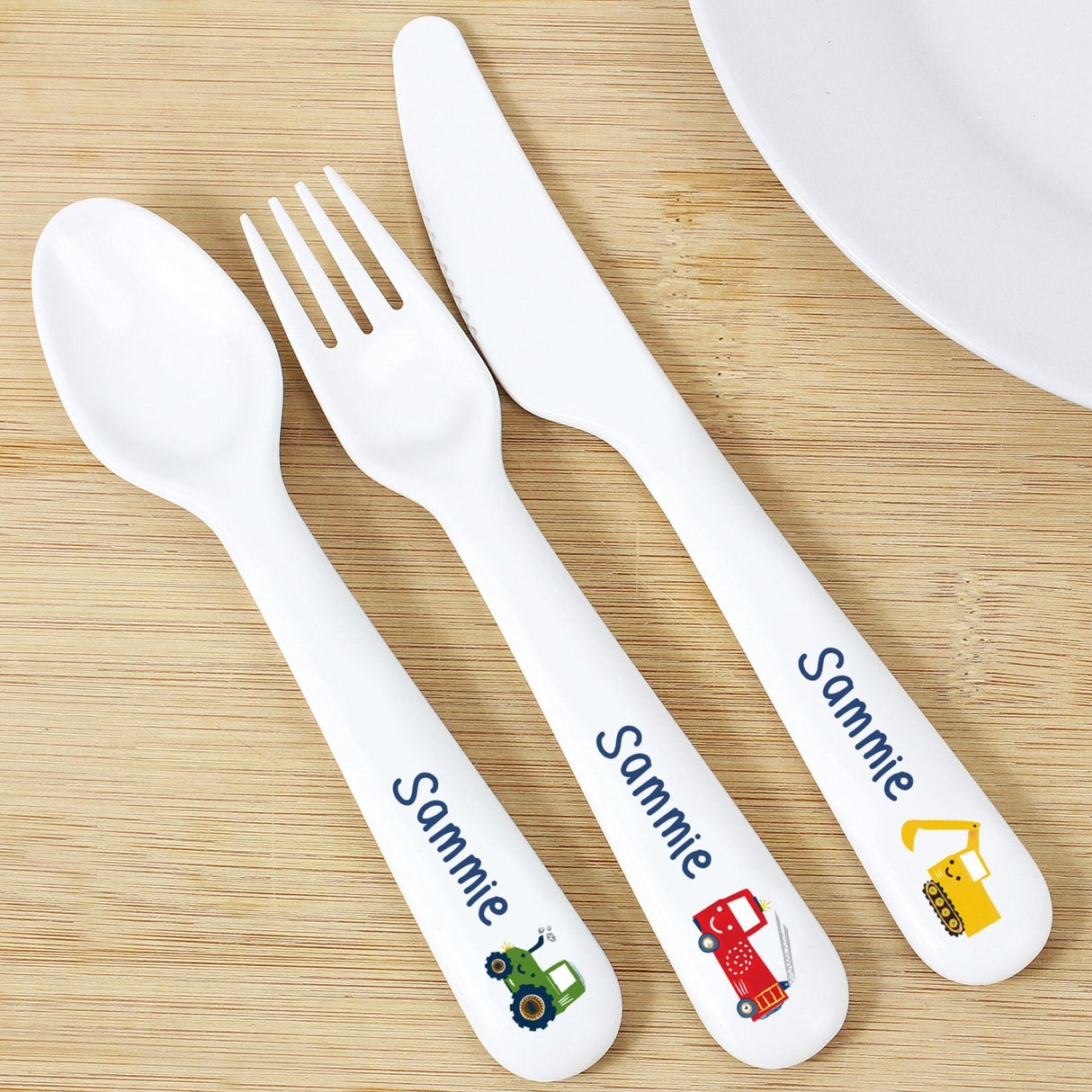 Personalised Vehicles Plastic Cutlery: 2 - Cutlery Sets By Gift Moments