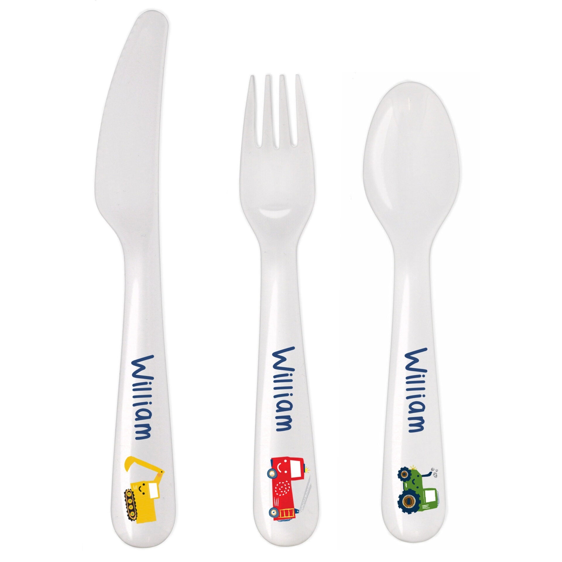 Personalised Vehicles Plastic Cutlery: 3 - Cutlery Sets By Gift Moments