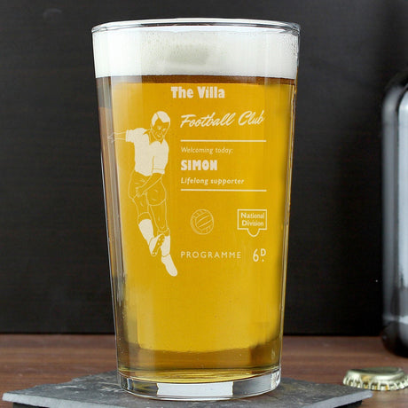 Personalised Vintage Football Supporter’s Pint Glass: 4 - Beer Glasses By Gift Moments