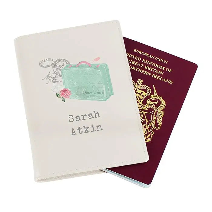 Personalised Vintage Pastel Travel Cream Passport Holder: 3 - Passport Holders By Gift Moments