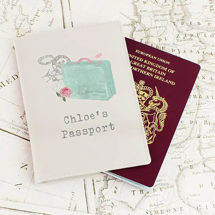 Personalised Vintage Pastel Travel Cream Passport Holder - Shop Passport Holders At Gift Moments - 1