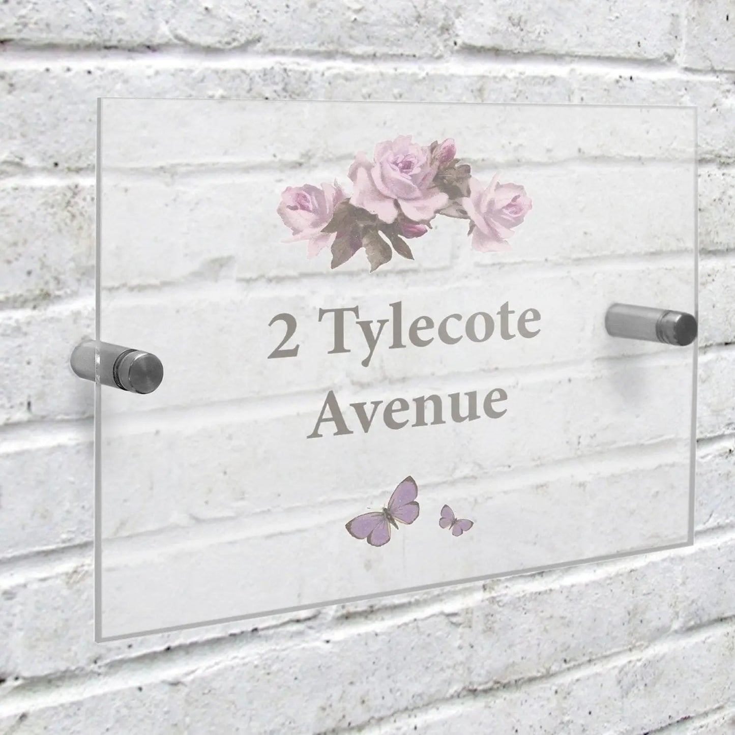 Personalised Vintage Rose Acrylic House Sign: 1 - House Signs By Gift Moments