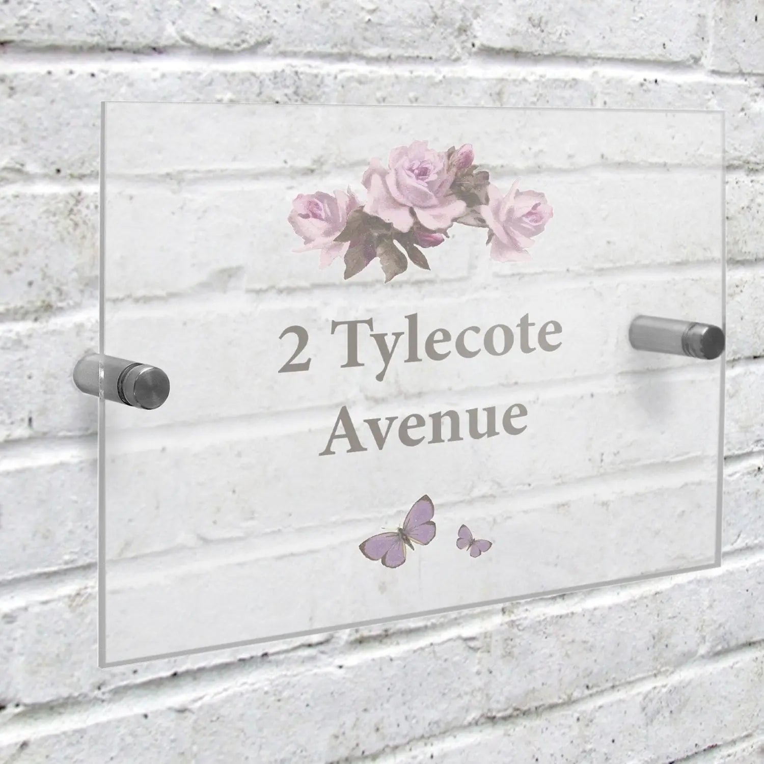Personalised Vintage Rose Acrylic House Sign: 1 - House Signs By Gift Moments