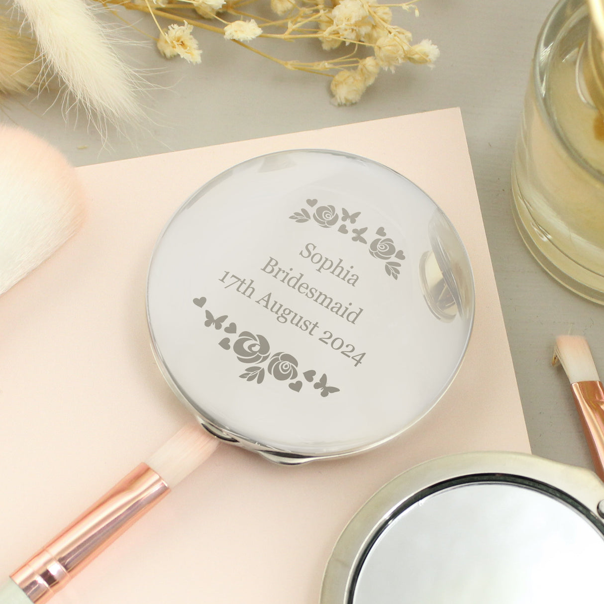 Personalised Vintage Rose Compact Mirror: 3 - Compact Mirrors By Gift Moments