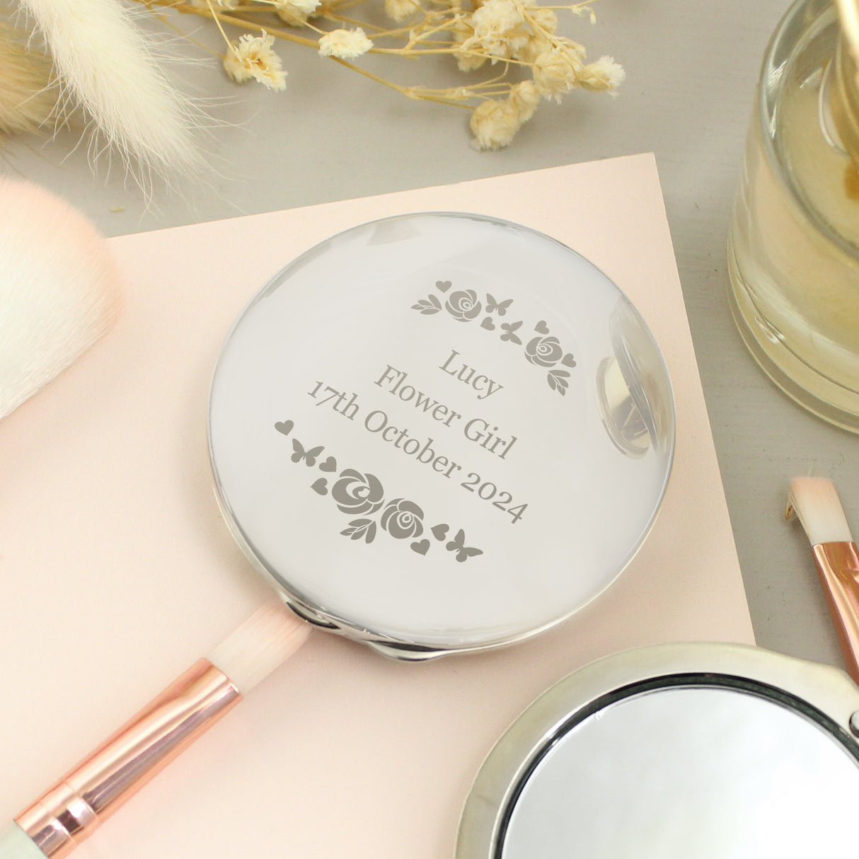 Personalised Vintage Rose Compact Mirror: 5 - Compact Mirrors By Gift Moments
