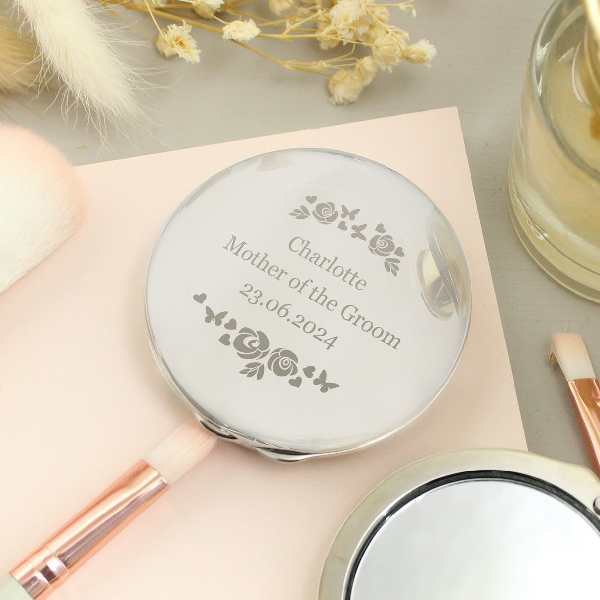 Personalised Vintage Rose Compact Mirror: 1 - Compact Mirrors By Gift Moments