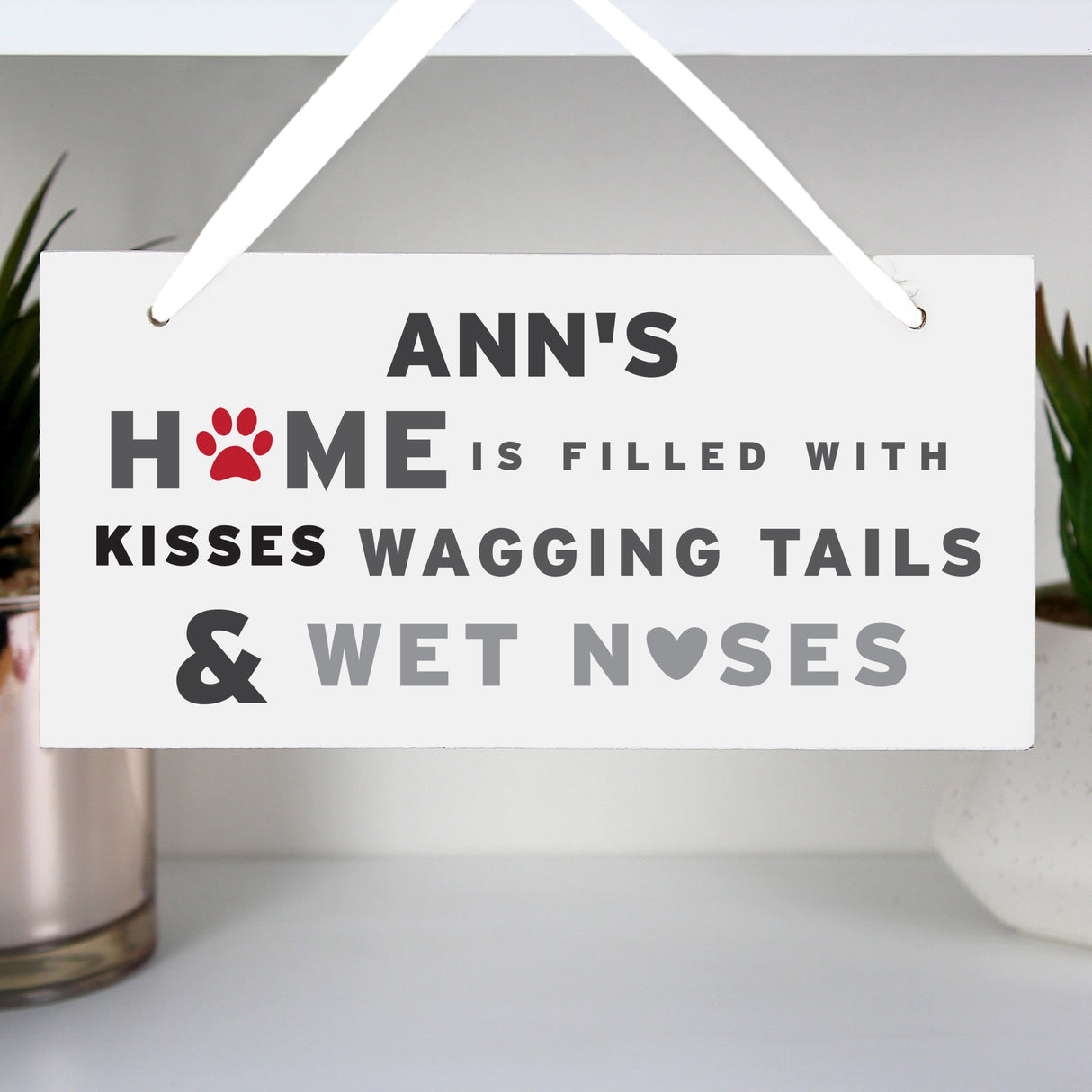 Personalised ’Wagging Tails’ Dog Wooden Sign: 1 - Signs & Plaques By Gift Moments