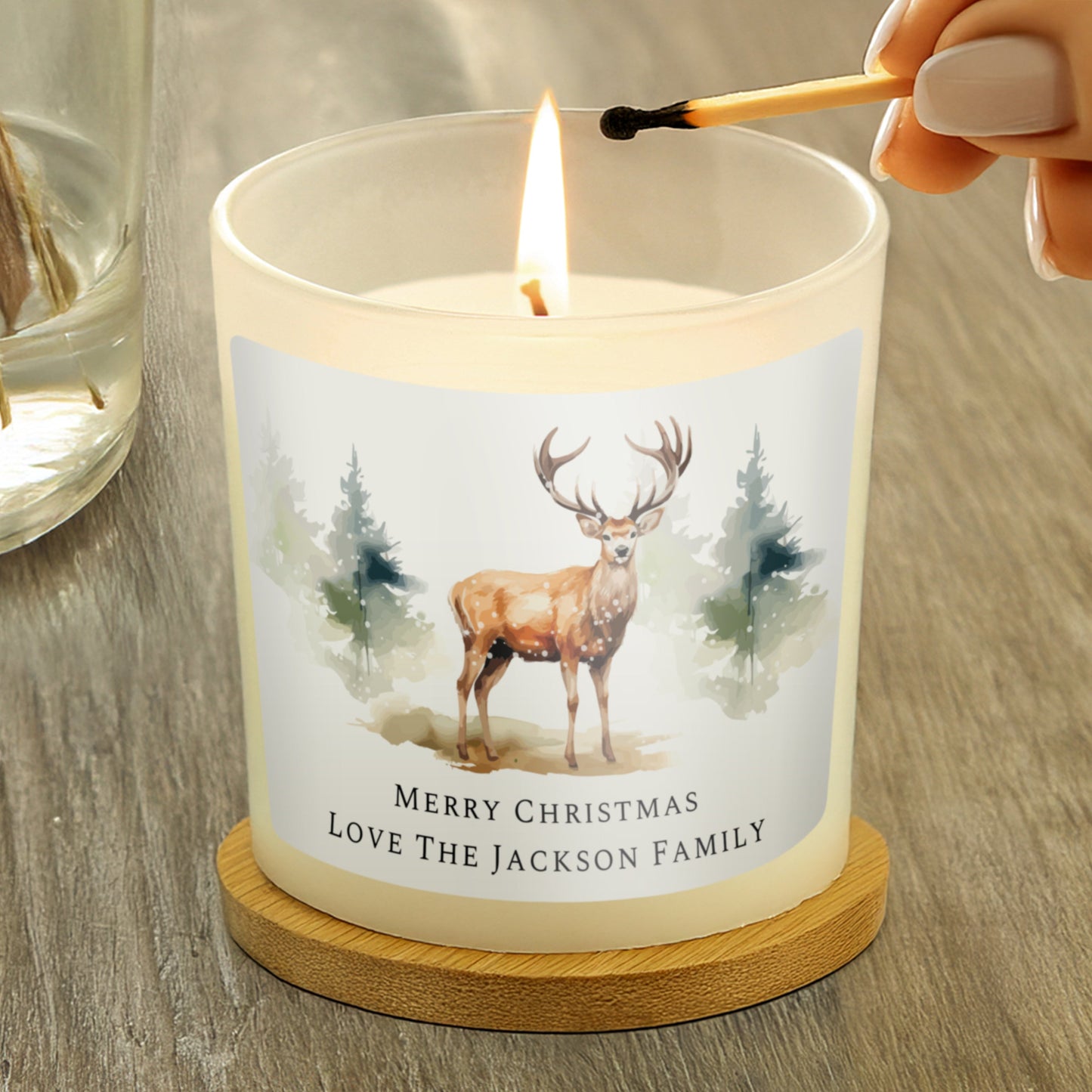 Personalised Watercolour Stag Candle Jar: 2 - Candles By Gift Moments