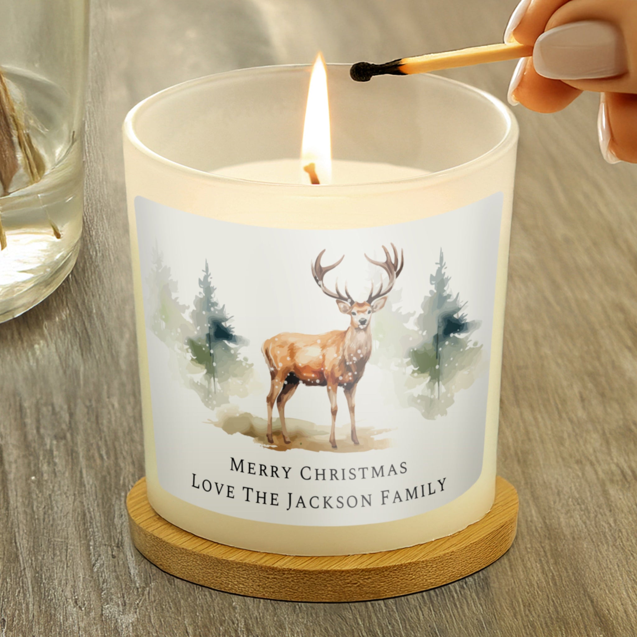 Personalised Watercolour Stag Candle Jar: 2 - Candles By Gift Moments