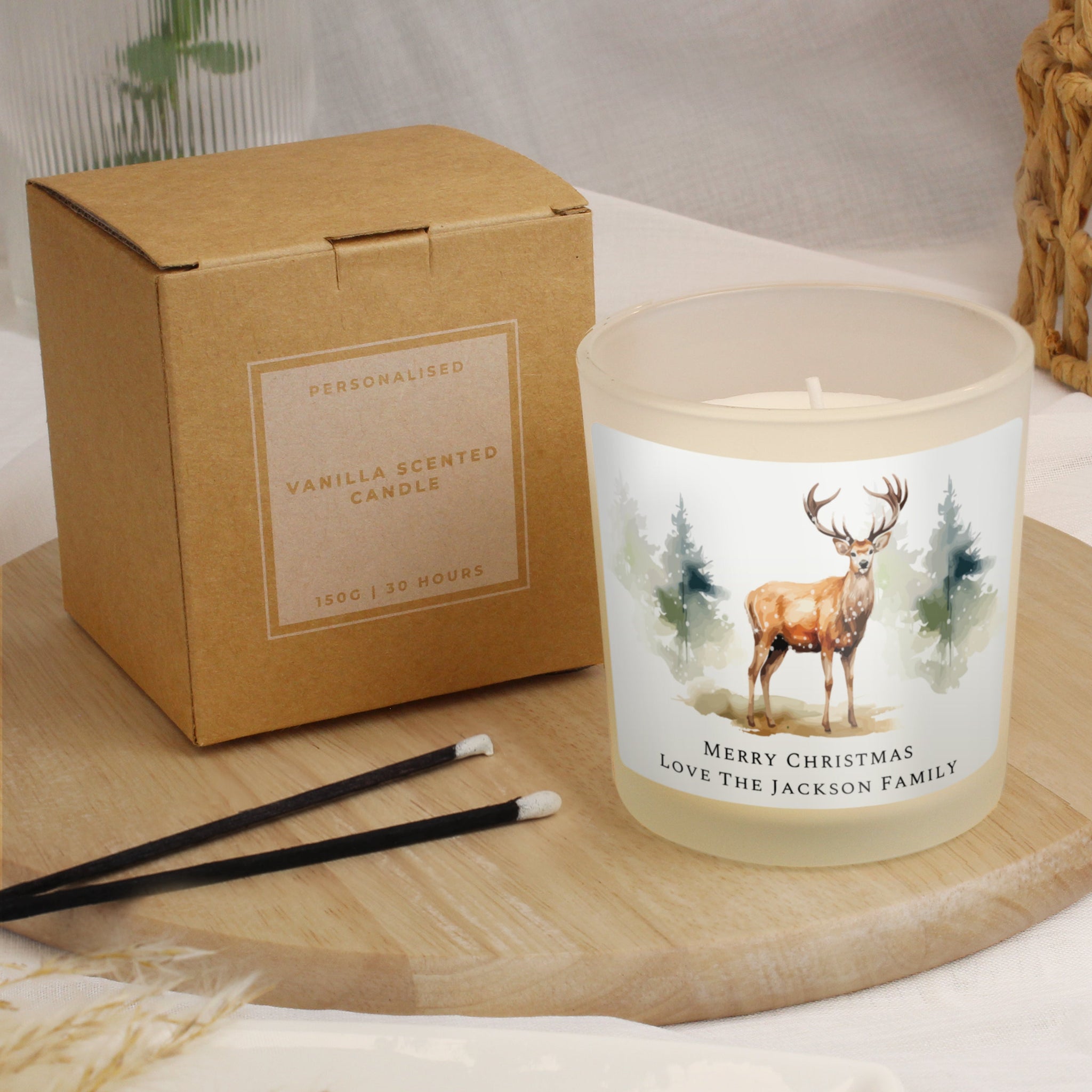 Personalised Watercolour Stag Candle Jar: 3 - Candles By Gift Moments