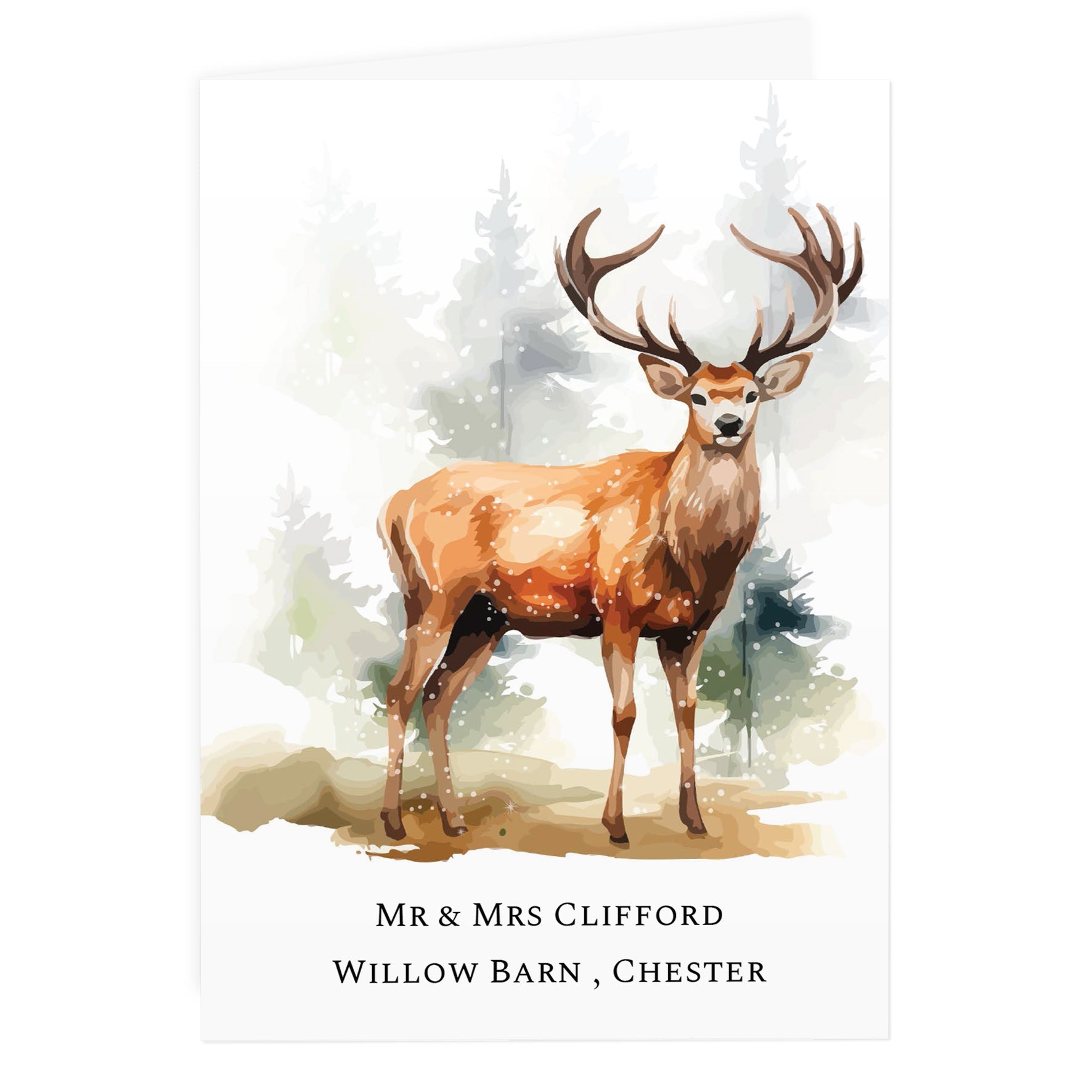 Personalised Watercolour Stag Greetings Card: 5 - Greeting Cards By Gift Moments