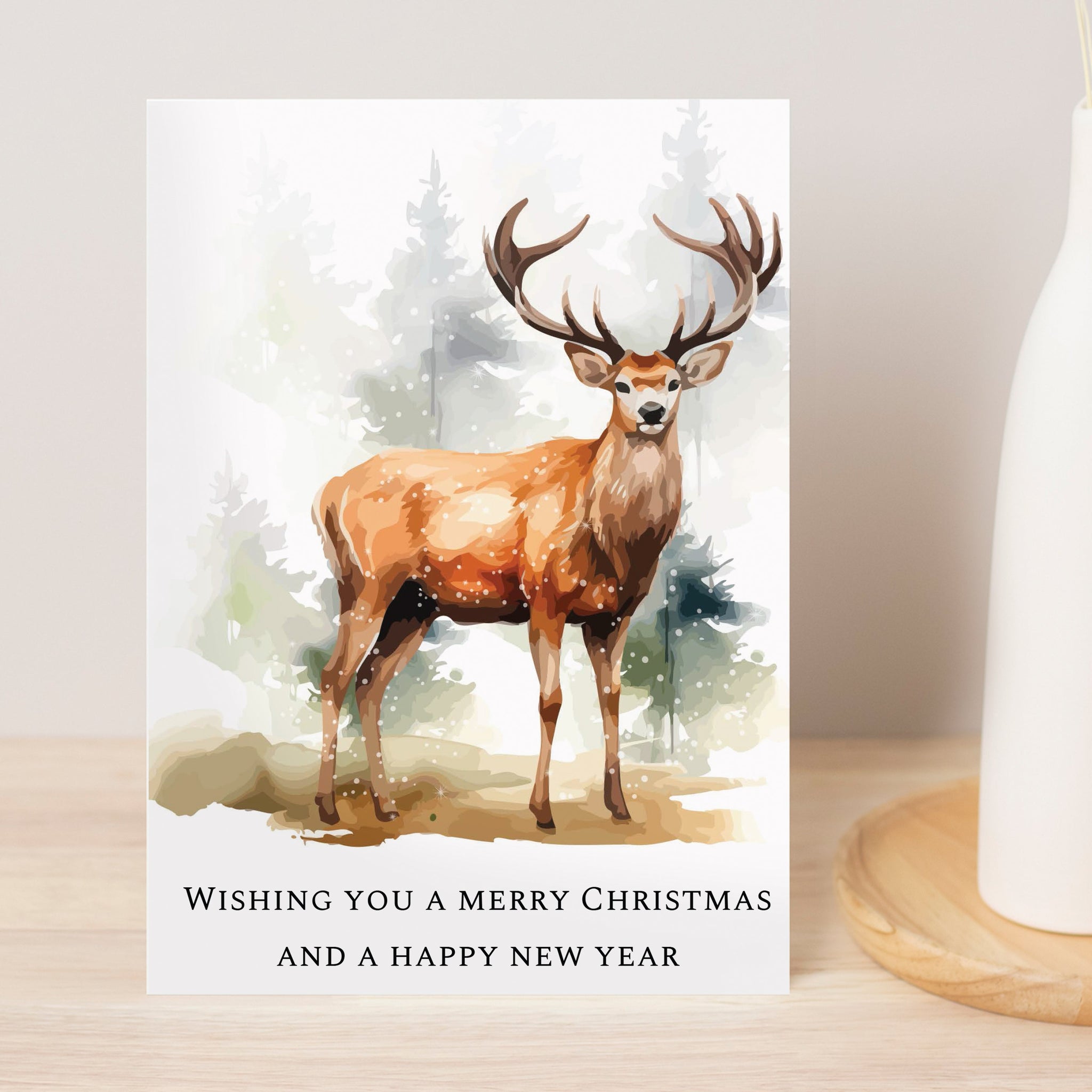 Personalised Watercolour Stag Greetings Card: 3 - Greeting Cards By Gift Moments
