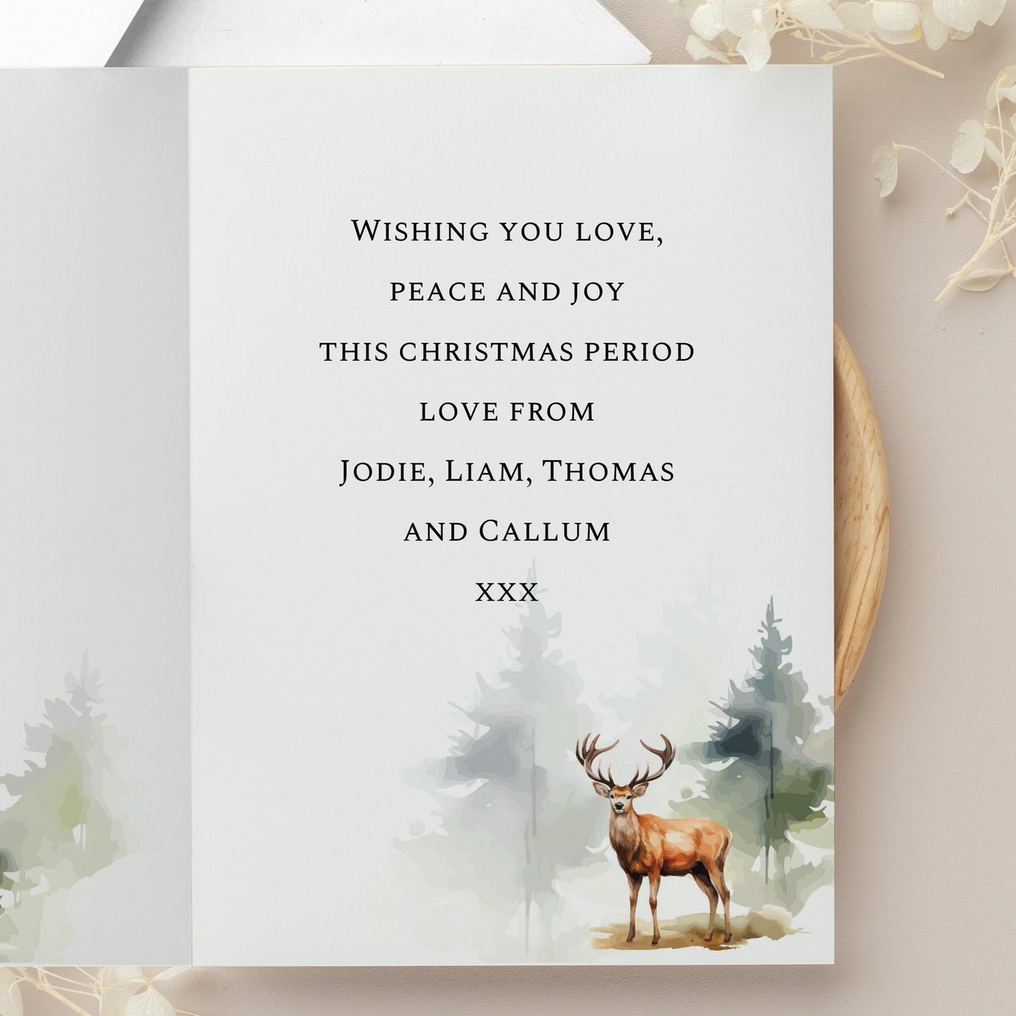 Personalised Watercolour Stag Greetings Card: 2 - Greeting Cards By Gift Moments