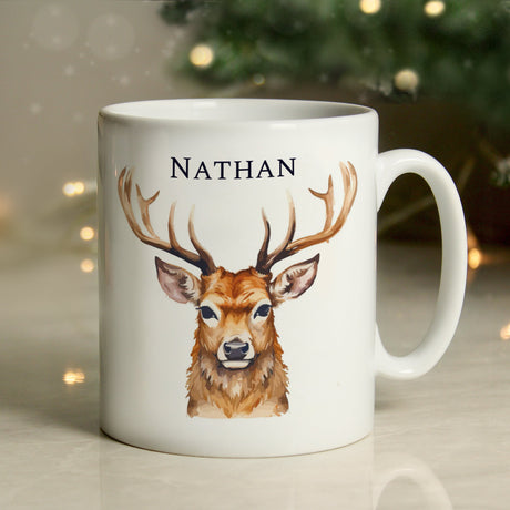 Personalised Watercolour Stag Mug: 3 - Mugs By Gift Moments