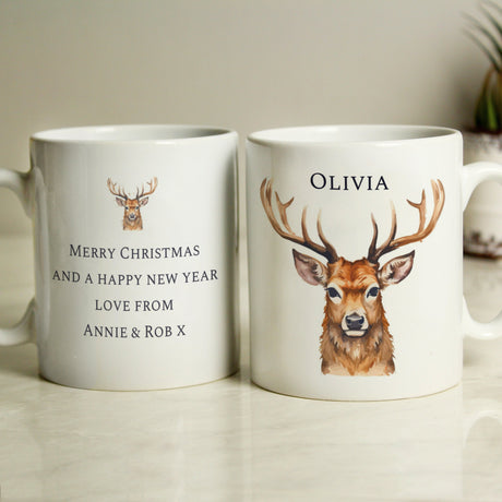Personalised Watercolour Stag Mug: 1 - Mugs By Gift Moments