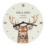 Personalised Watercolour Stag Wooden Clock: 5 - Clocks By Gift Moments