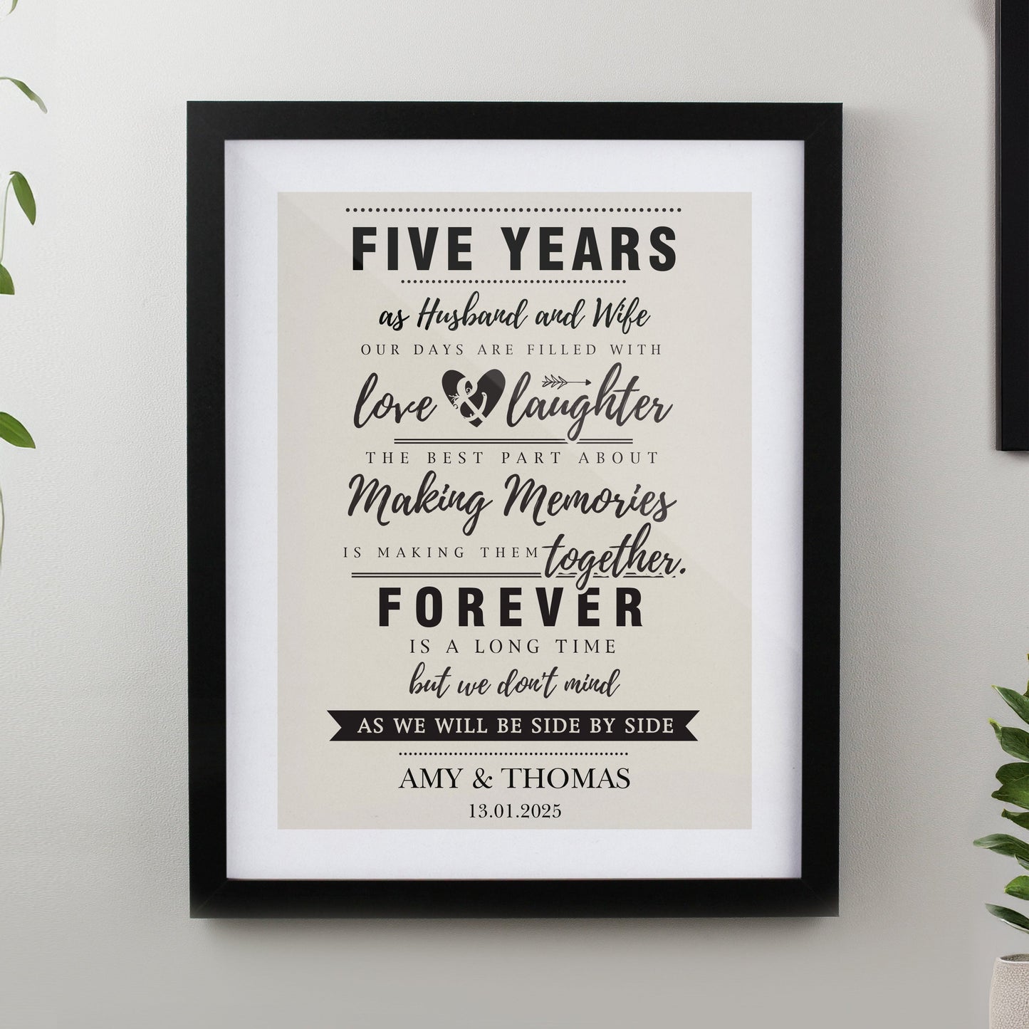 Personalised Wedding Anniversary Framed Prints: 2 - Black - Framed Prints By Gift Moments