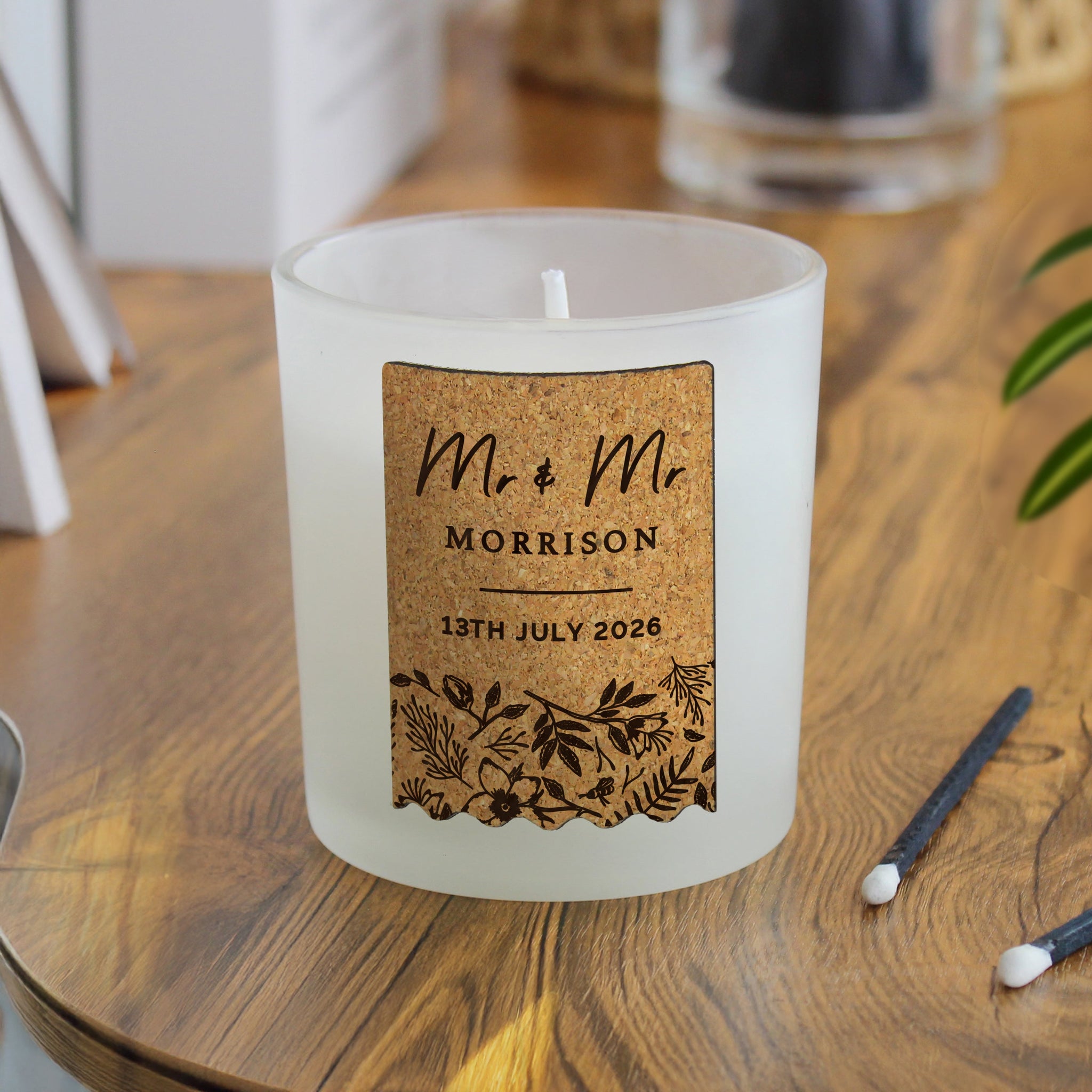 Personalised Wedding Cork Label Candle Jar: 3 - Candles By Gift Moments