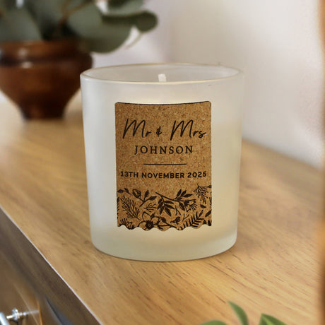 Personalised Wedding Cork Label Candle Jar: 1 - Candles By Gift Moments