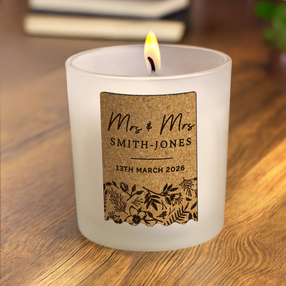 Personalised Wedding Cork Label Candle Jar: 2 - Candles By Gift Moments