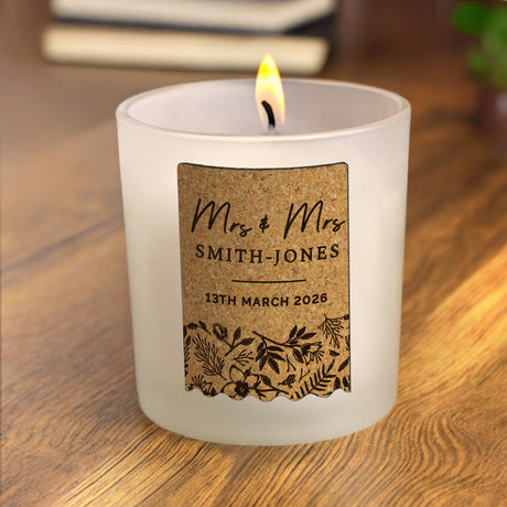 Personalised Wedding Cork Label Candle Jar: 2 - Candles By Gift Moments