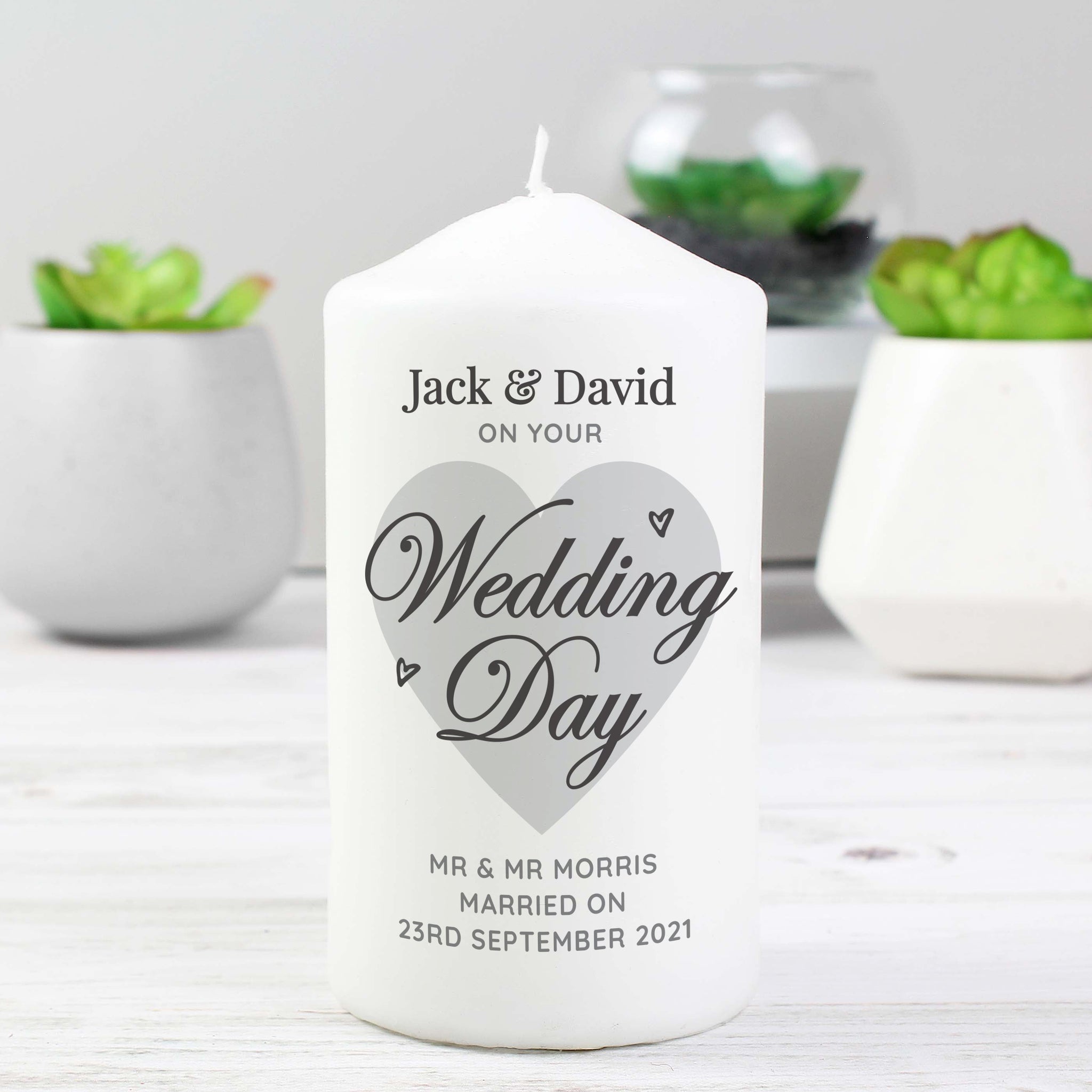 Personalised On Your Wedding Day Pillar Candle: 3 - Candles By Gift Moments