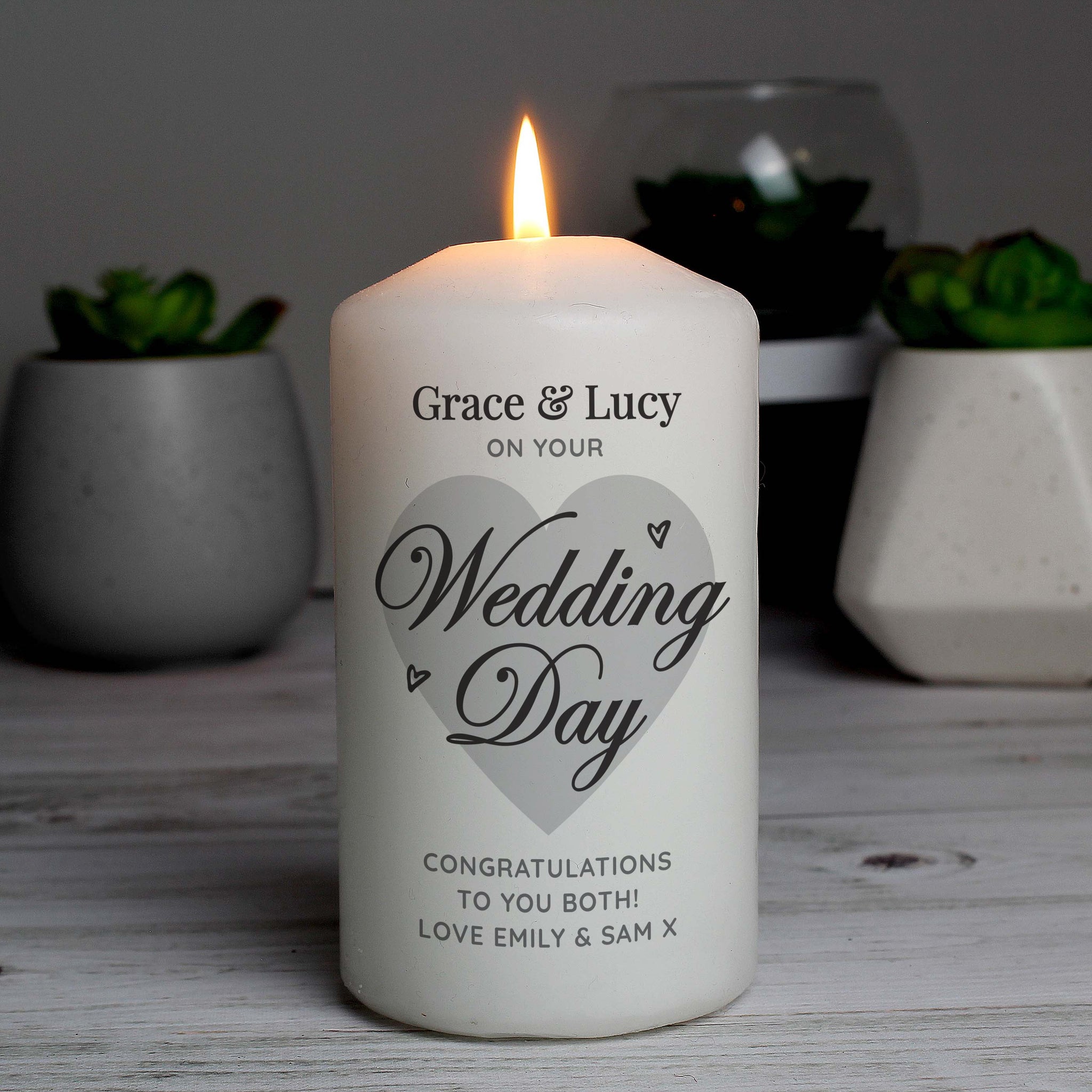 Personalised On Your Wedding Day Pillar Candle: 2 - Candles By Gift Moments