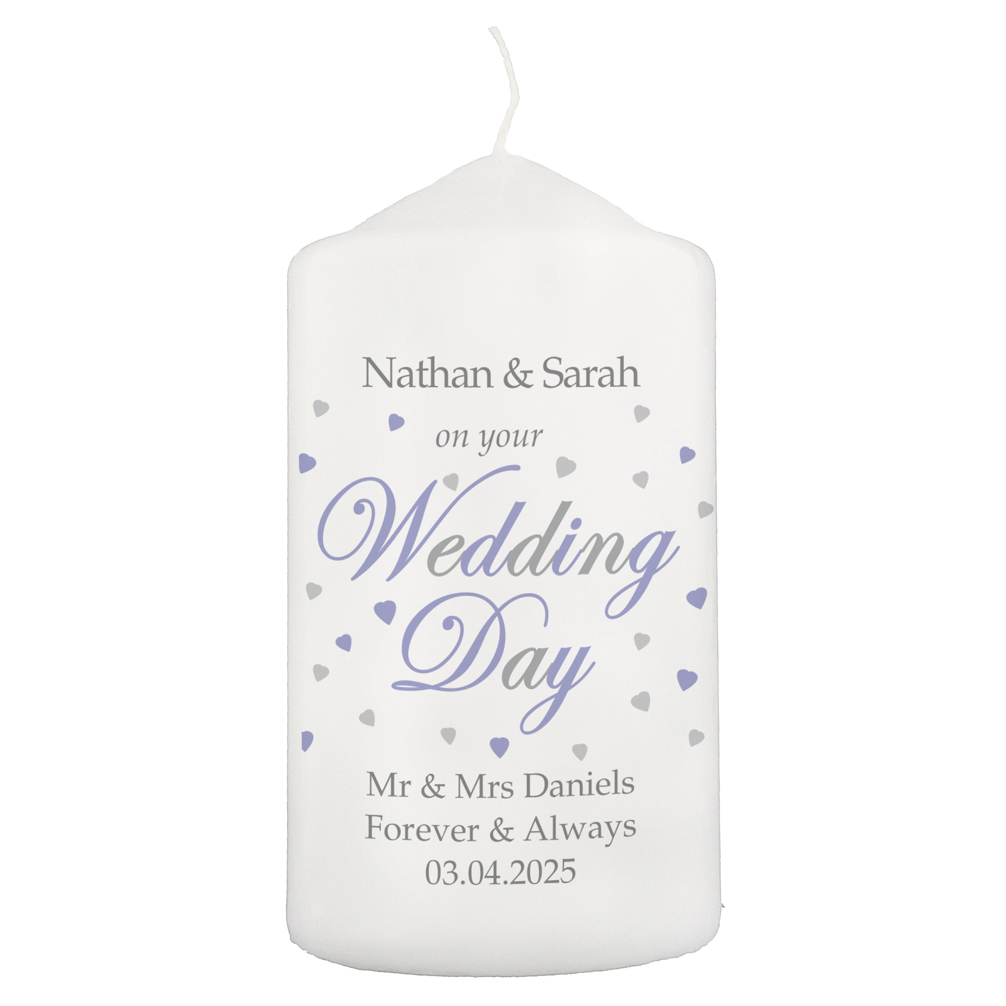 Personalised Wedding Day Pillar Candle: 5 - Candles By Gift Moments