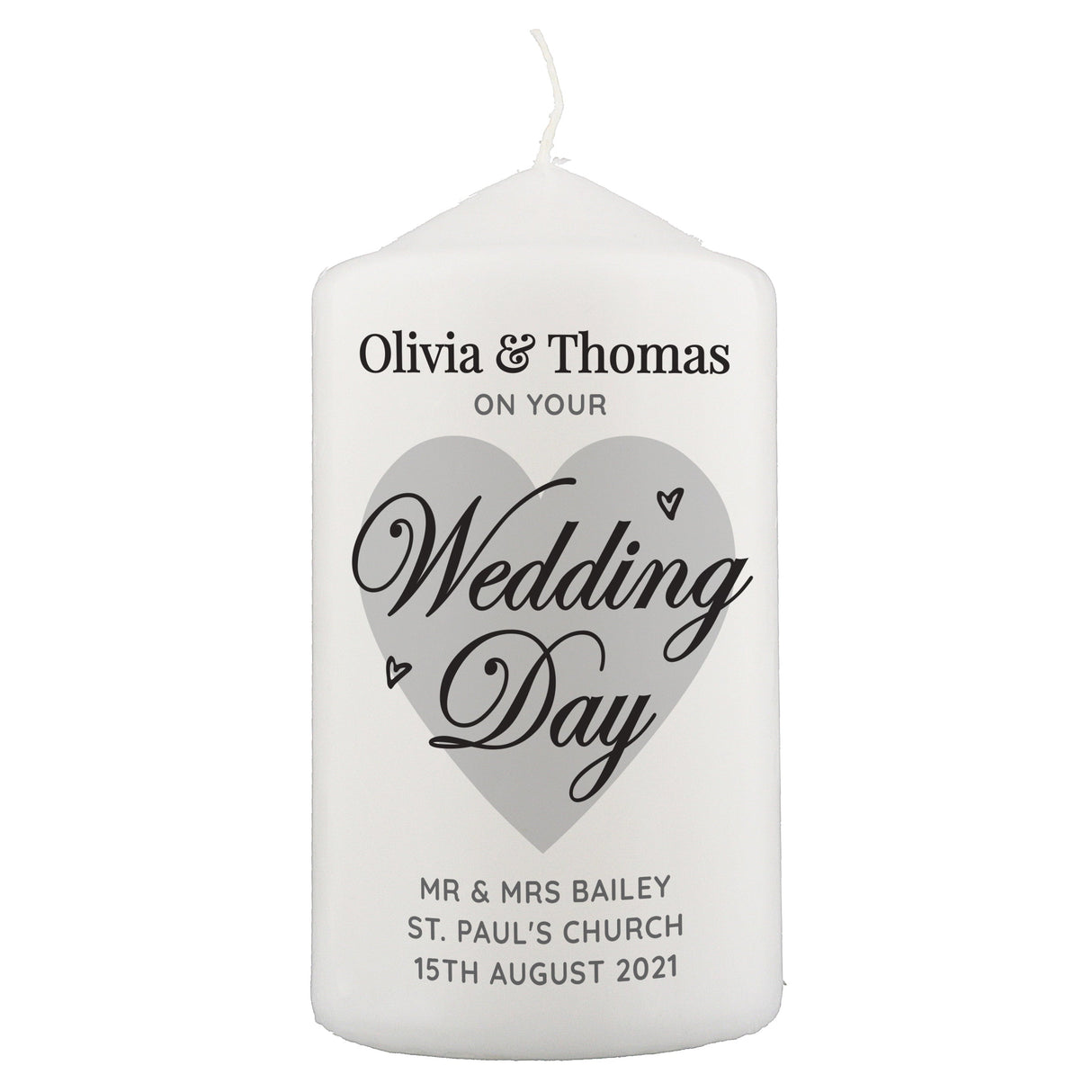 Personalised On Your Wedding Day Pillar Candle: 4 - Candles By Gift Moments