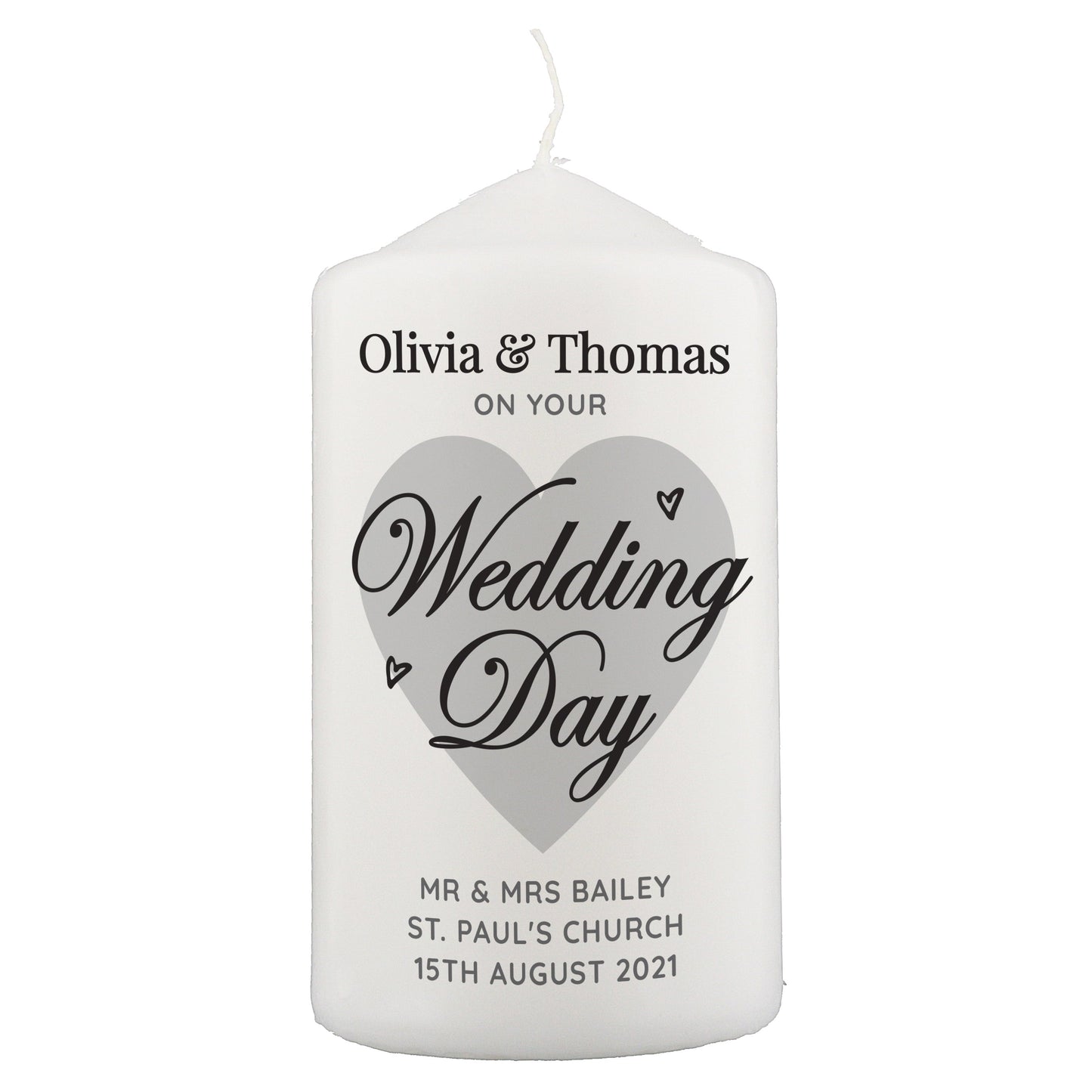 Personalised On Your Wedding Day Pillar Candle: 4 - Candles By Gift Moments