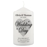 Personalised On Your Wedding Day Pillar Candle: 4 - Candles By Gift Moments