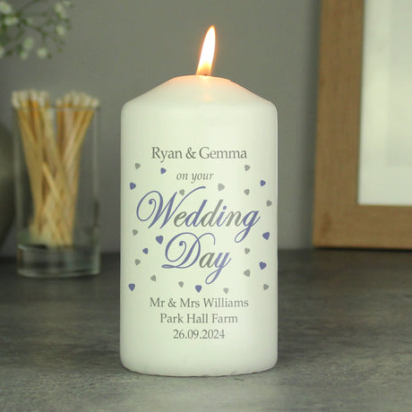 Personalised Wedding Day Pillar Candle: 4 - Candles By Gift Moments