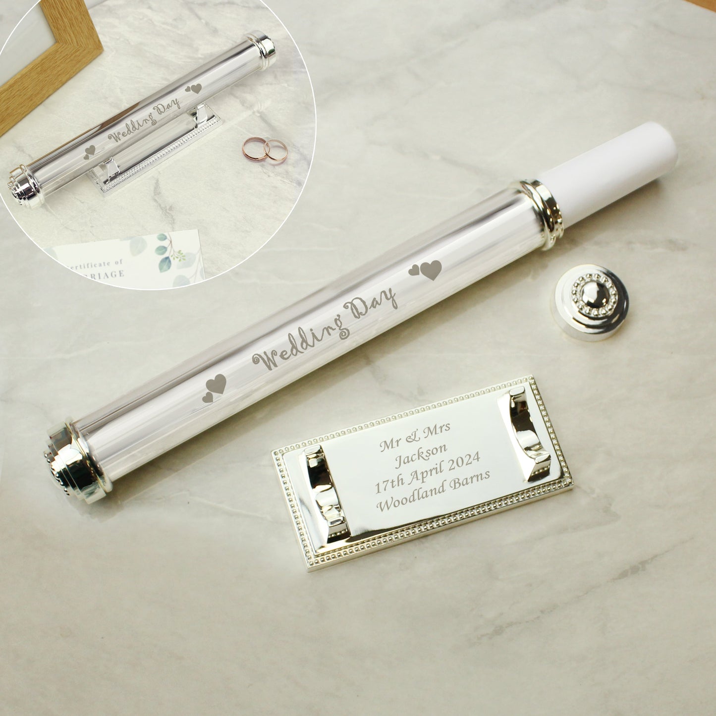 Personalised Wedding Day Silver Plated Certificate Holder: 2 - Certificate Holders By Gift Moments