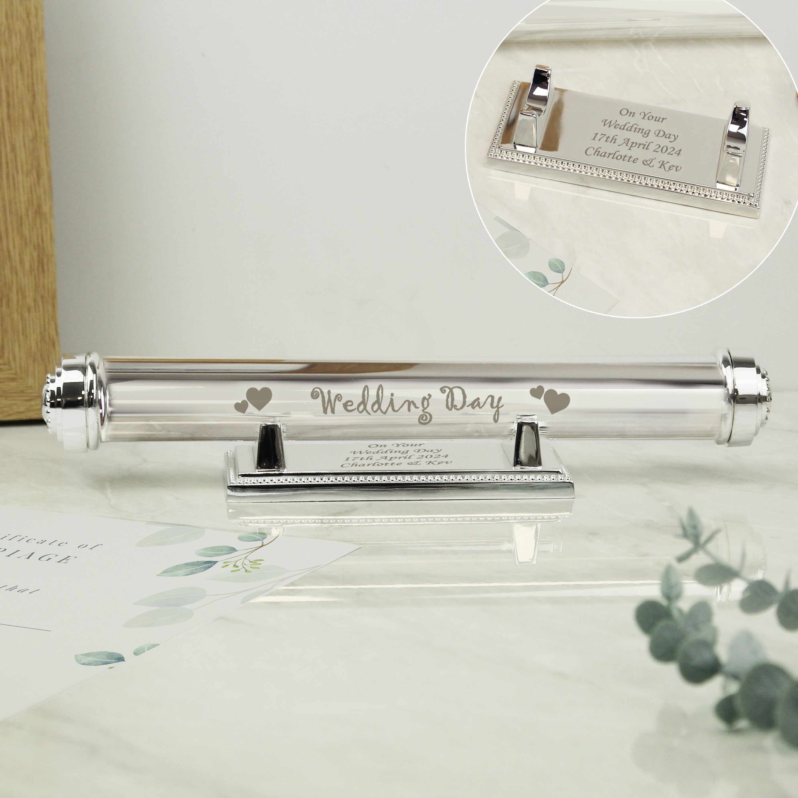 Personalised Wedding Day Silver Plated Certificate Holder - Shop Certificate Holders At Gift Moments - 6