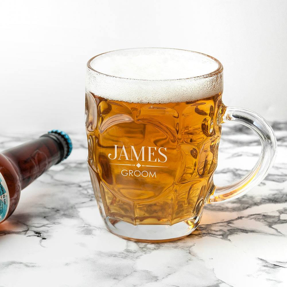 Personalised Wedding Dimpled Beer Glass: 4 - Beer Glasses By Gift Moments