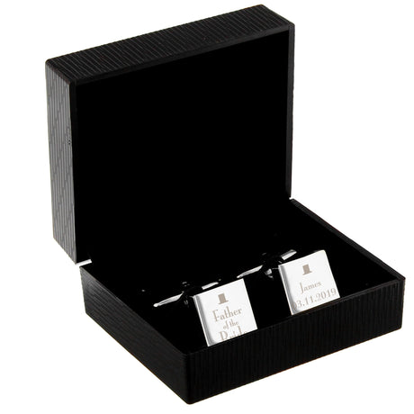 Personalised Wedding Father of the Bride Square Cufflinks: 3 - Cufflinks & Tie Slides By Gift Moments
