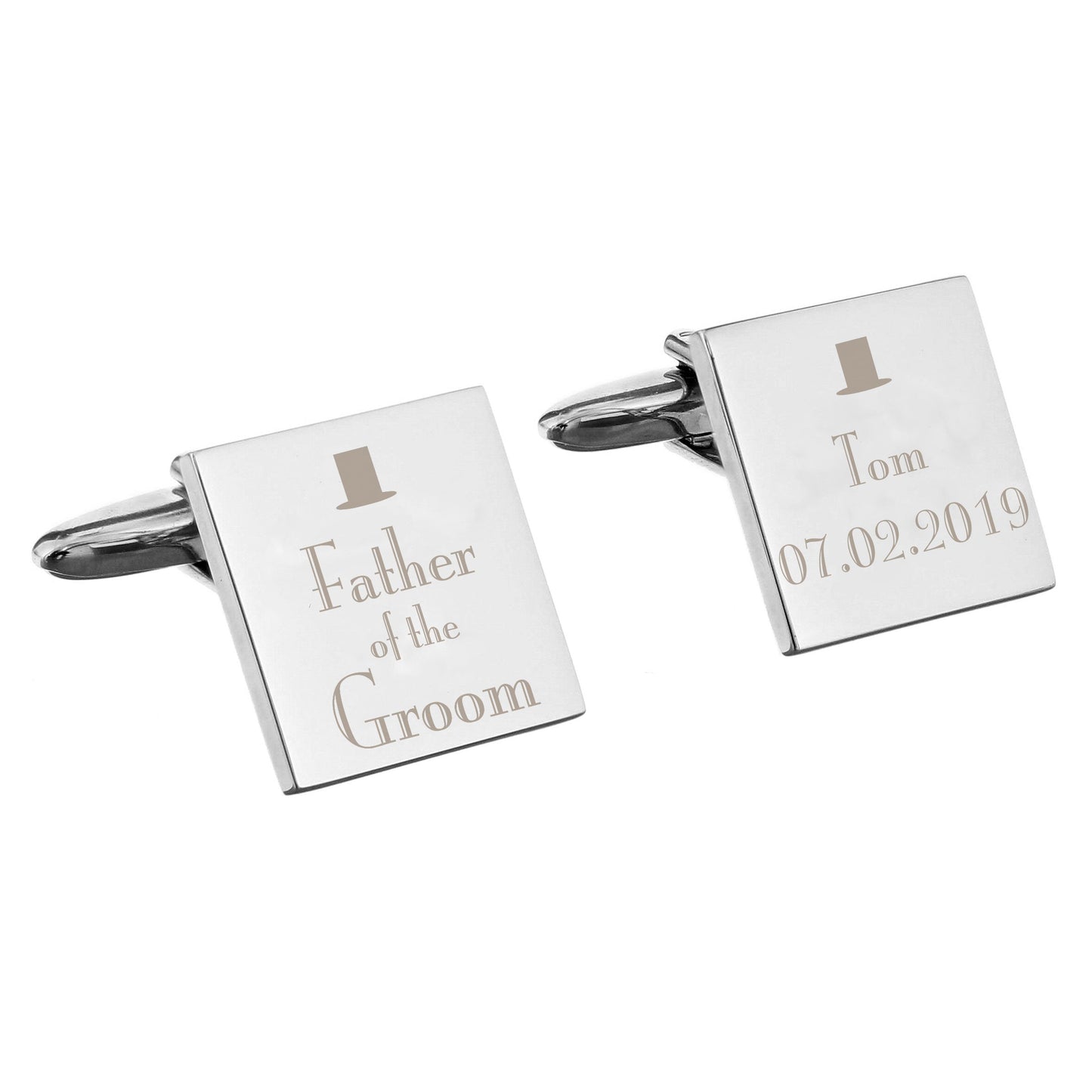 Personalised Wedding Father of the Groom Square Cufflinks: 2 - Cufflinks & Tie Slides By Gift Moments
