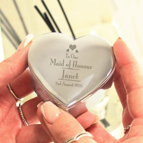 Personalised Wedding Maid of Honour Heart Trinket Box: 1 - Trinket Boxes By Gift Moments