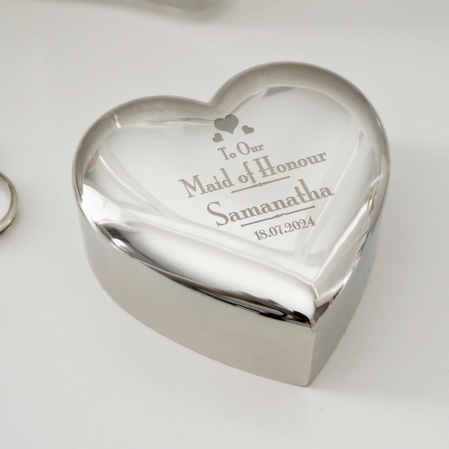 Personalised Wedding Maid of Honour Heart Trinket Box: 3 - Trinket Boxes By Gift Moments