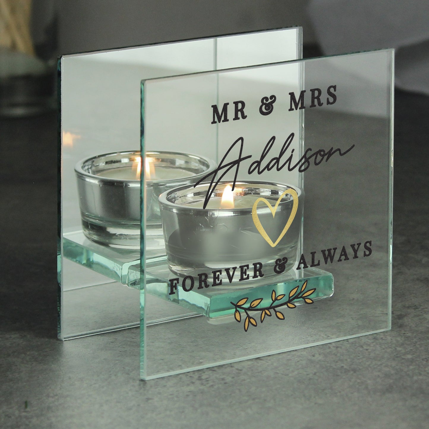 Personalised Wedding Mirrored Tealight Holder: 4 - Candle Holders By Gift Moments