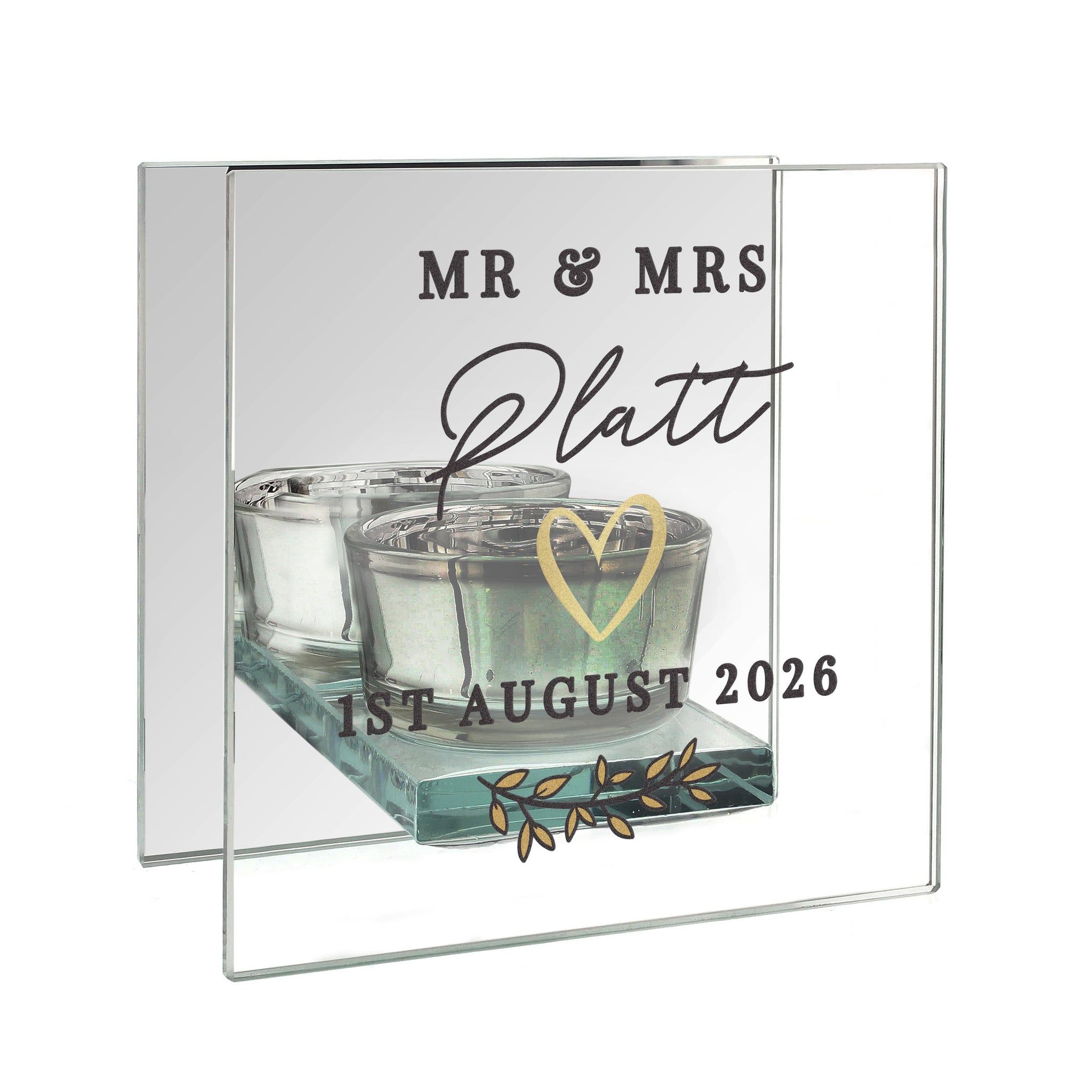 Personalised Wedding Mirrored Tealight Holder: 5 - Candle Holders By Gift Moments