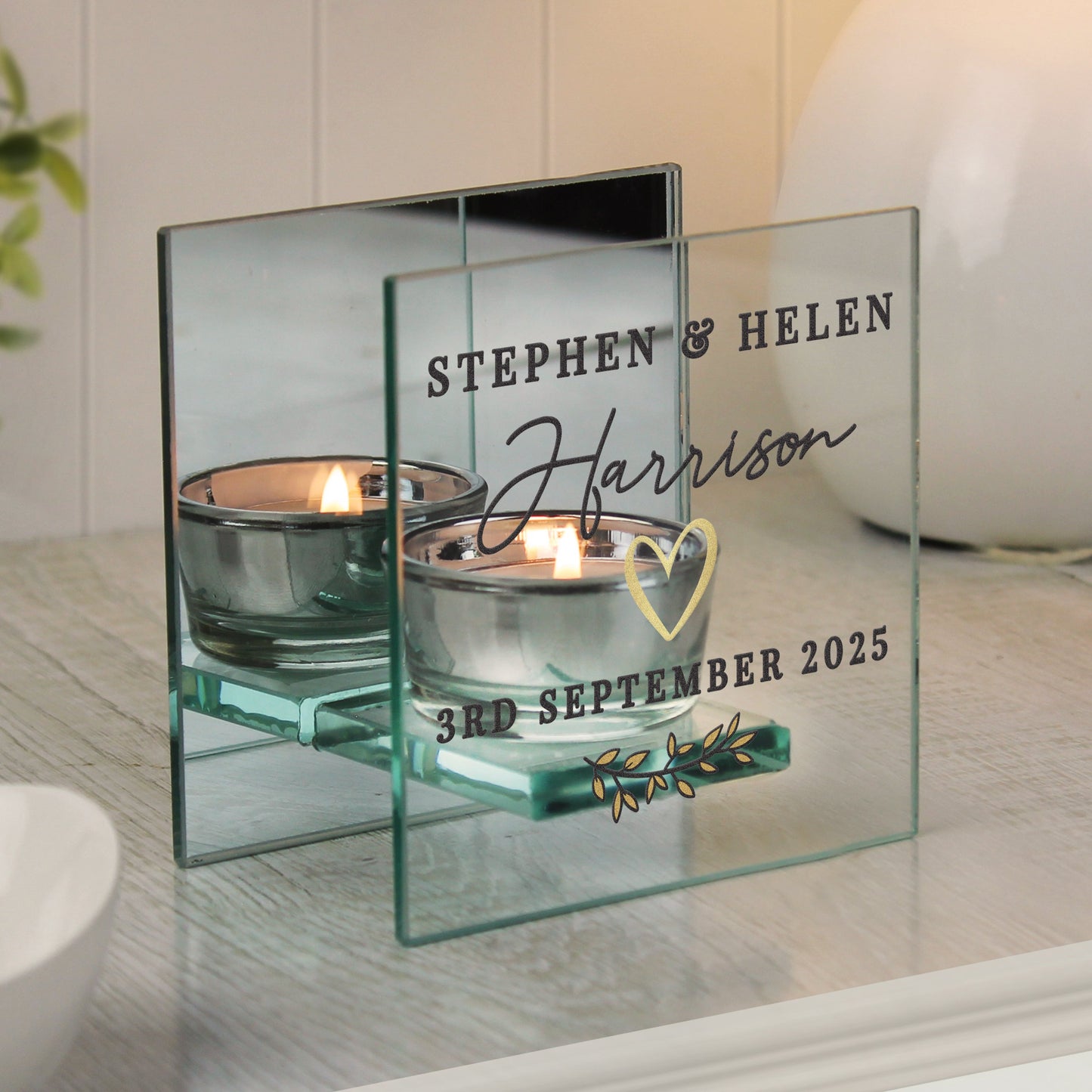 Personalised Wedding Mirrored Tealight Holder: 3 - Candle Holders By Gift Moments